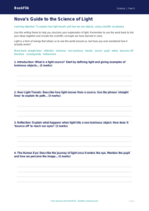 Free Light Writing Frame | Grade 4 | Science | BookFlik