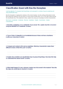 Free Living Things Activity Sheet | Grade 3 | Science | BookFlik