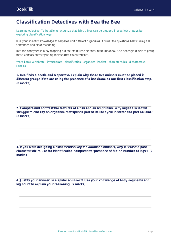 Free Living Things Worksheet | Grade 3 | Science | BookFlik worksheet preview — Science Living Things