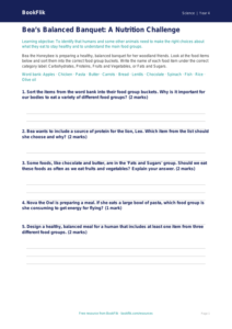 Free Nutrition Activity Sheet | Grade 3 | Science | BookFlik