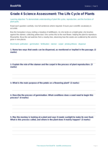 Free Plants Assessment | Grade 4 | Science | BookFlik