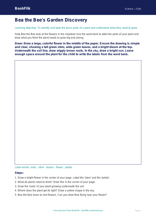 Free Plants Drawing Sheet | Pre-K | Science | BookFlik worksheet preview — Science Plants