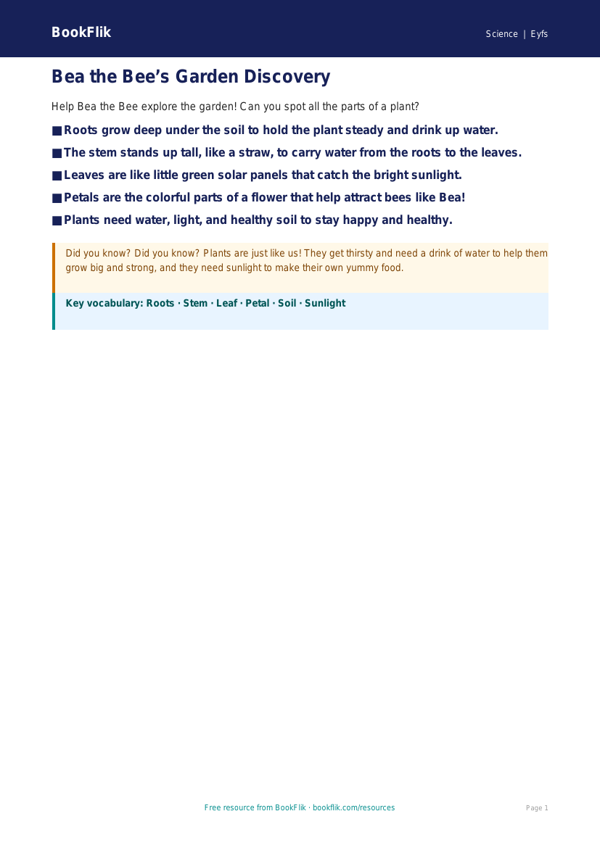 Free Plants Poster | Pre-K | Science | BookFlik worksheet preview — Science Plants