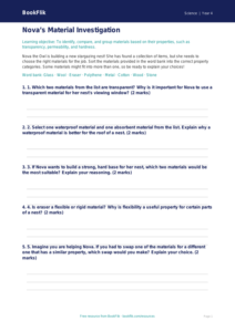 Free Properties Of Materials Activity Sheet | Grade 3 | Science | BookFlik