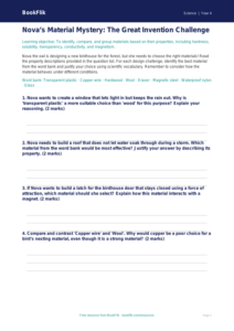 Free Properties Of Materials Activity Sheet | Grade 3 | Science | BookFlik