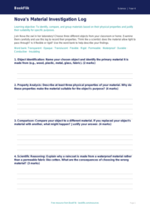 Free Properties Of Materials Template | Grade 3 | Science | BookFlik