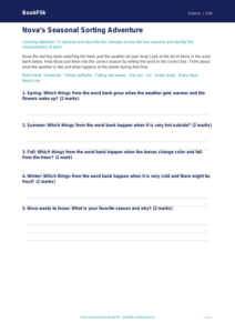 Free Seasonal Changes Activity Sheet | Pre-K | Science | BookFlik