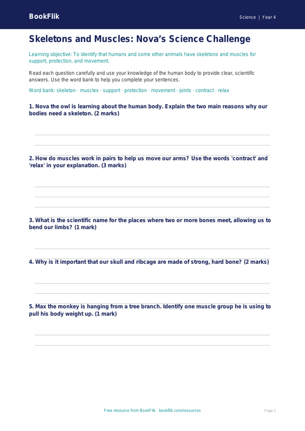 Science skeleton and muscles worksheet grade 3 core worksheet preview — Science Skeleton And Muscles