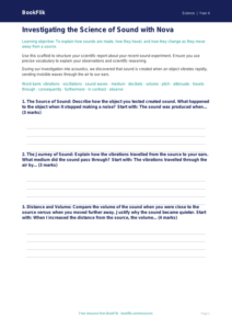 Sound Writing Frame | Grade 3 Science Activity | BookFlik