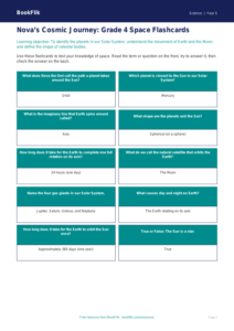 Free Space Flashcards | Grade 4 | Science | BookFlik