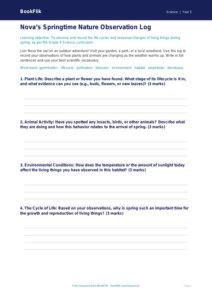 Free Spring Science Template | Grade 4 | Science | BookFlik