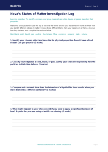 Science states of matter template grade 3 greater depth