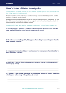 Free States Of Matter Worksheet | Grade 3 | Science | BookFlik