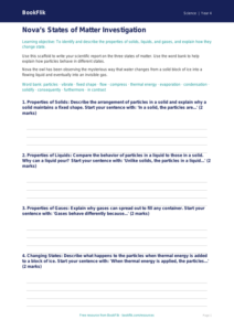 Free States Of Matter Writing Frame | Grade 3 | Science | BookFlik