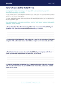Free Water Cycle Writing Frame | Grade 4 | Science | BookFlik