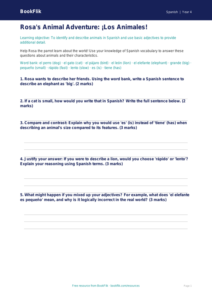 Free Animals Worksheet | Grade 3 | Spanish | BookFlik