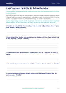 Spanish Animals Worksheet for Grade 4 | BookFlik
