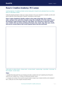 Free Body Parts Drawing Sheet | Grade 3 | Spanish | BookFlik