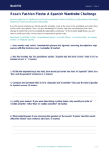 Free Clothes Activity Sheet | Grade 3 | Spanish | BookFlik