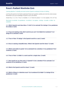 Spanish Clothes Quiz for Grade 3 | Greater Depth | BookFlik
