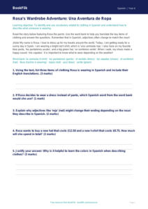 Free Clothes Track Sheet | Grade 3 Spanish Vocabulary | BookFlik