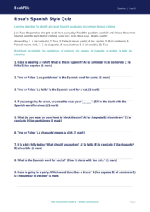 Free Clothes Quiz | Grade 4 | Spanish | BookFlik