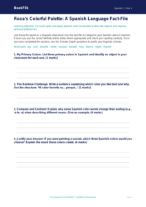 Spanish Colors Worksheet for Grade 3 | BookFlik