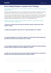 Spanish Colors Worksheet for Grade 3 | BookFlik Learning