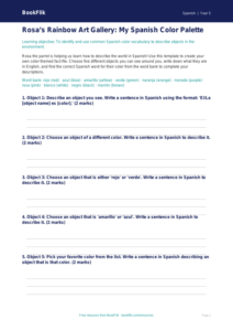 Spanish Colors Worksheet for Grade 4 | BookFlik