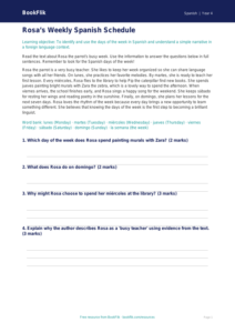 Free Days Of The Week Comprehension | Grade 3 | Spanish | BookFlik