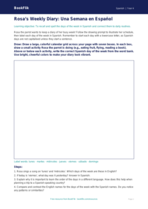 Free Days Of The Week Drawing Sheet | Grade 3 | Spanish | BookFlik