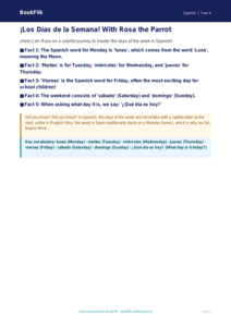 Free Days Of The Week Poster | Grade 3 | Spanish | BookFlik