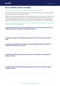 Free Days Of The Week Track Sheet | Grade 3 | Spanish | BookFlik