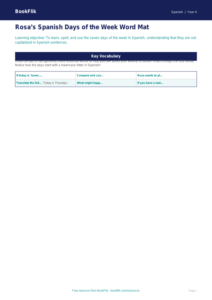 Free Days Of The Week Word Mat | Grade 3 | Spanish | BookFlik