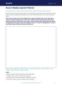 Free Days Of The Week Drawing Sheet | Grade 4 | Spanish | BookFlik