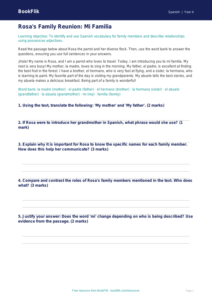Spanish Family Vocabulary Worksheet | Grade 3 | BookFlik