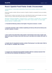 Food Assessment Grade 3 Spanish | Free Printable | BookFlik