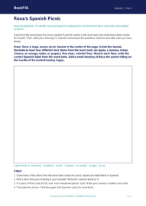 Free Food Drawing Sheet | Grade 4 | Spanish | BookFlik