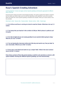 Free Greetings Activity Sheet | Grade 4 | Spanish | BookFlik
