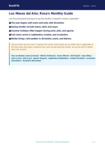 Free Months Of The Year Poster | Grade 3 | Spanish | BookFlik
