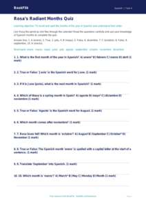 Spanish months of the year quiz grade 3 core