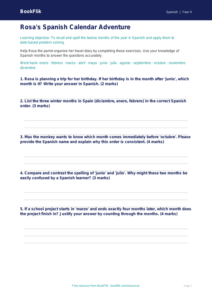 Free Months Of The Year Worksheet | Grade 3 | Spanish | BookFlik