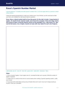 Spanish Numbers Drawing Sheet | Grade 3 Math & Language | BookFlik