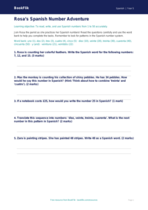 Free Spanish Numbers Worksheet | Grade 4 Math & Language | BookFlik