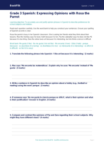 Free Opinion Phrases Assessment | Grade 3 | Spanish | BookFlik