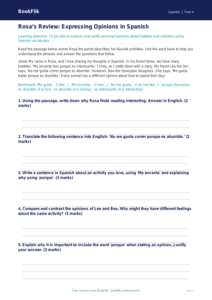 Free Opinion Phrases Track Sheet | Grade 3 | Spanish | BookFlik