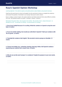 Free Opinion Phrases Worksheet | Grade 3 | Spanish | BookFlik