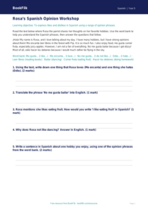 Free Opinion Phrases Track Sheet | Grade 4 | Spanish | BookFlik