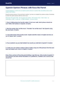 Free Opinion Phrases Worksheet | Grade 4 | Spanish | BookFlik