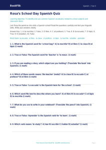 Free School Quiz | Grade 3 | Spanish | BookFlik